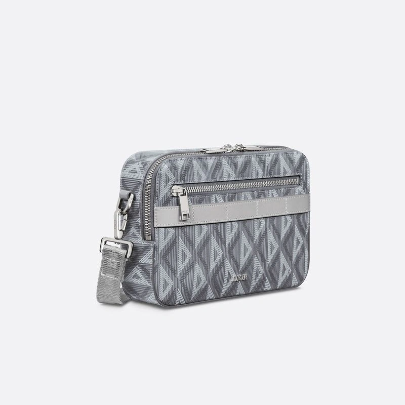 GoodFit 9396 Dior Safari Bag with Strap In CD Diamond Motif Canvas Grey - Image 3