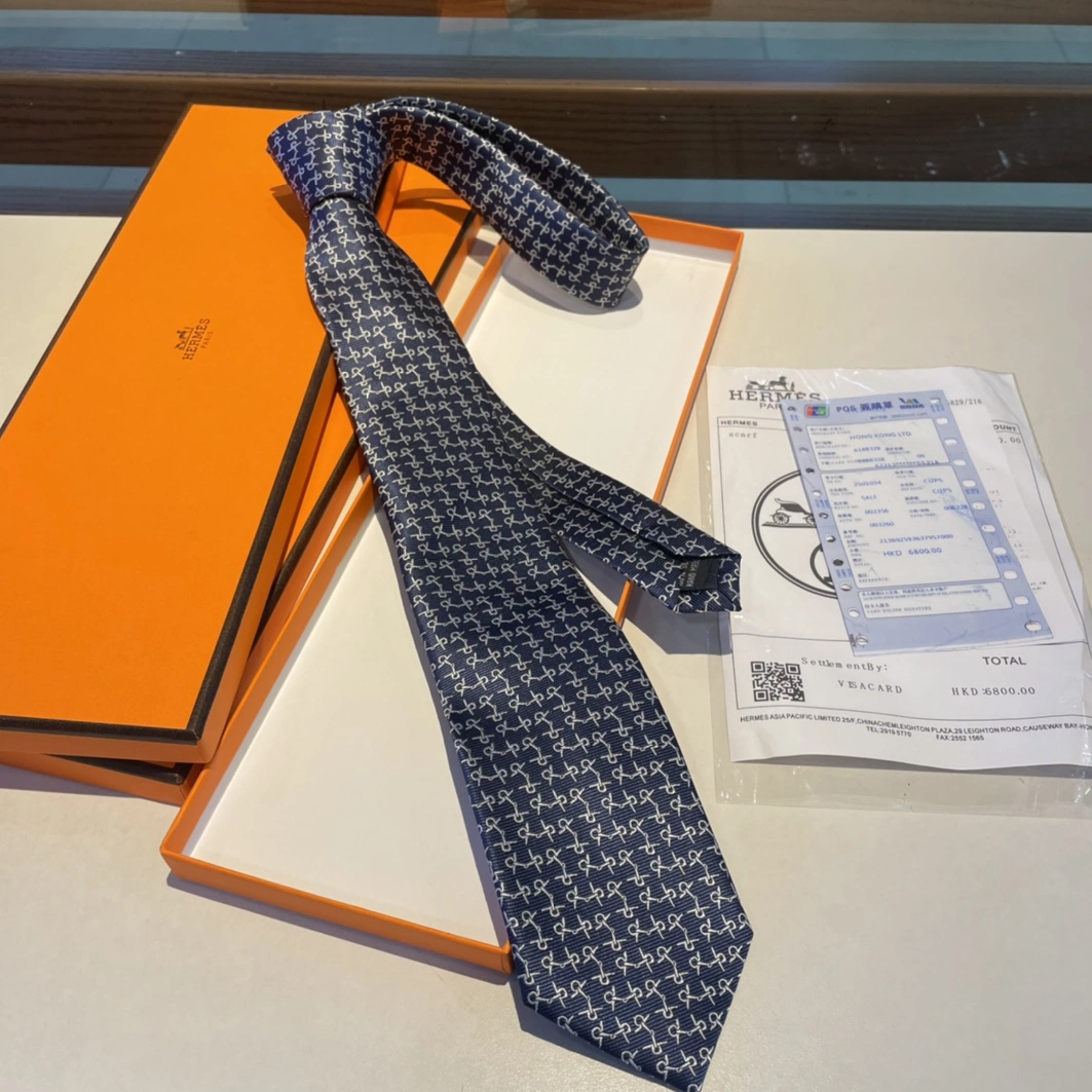 Hermes Necktie For Men Breathable 6352 - Image 4
