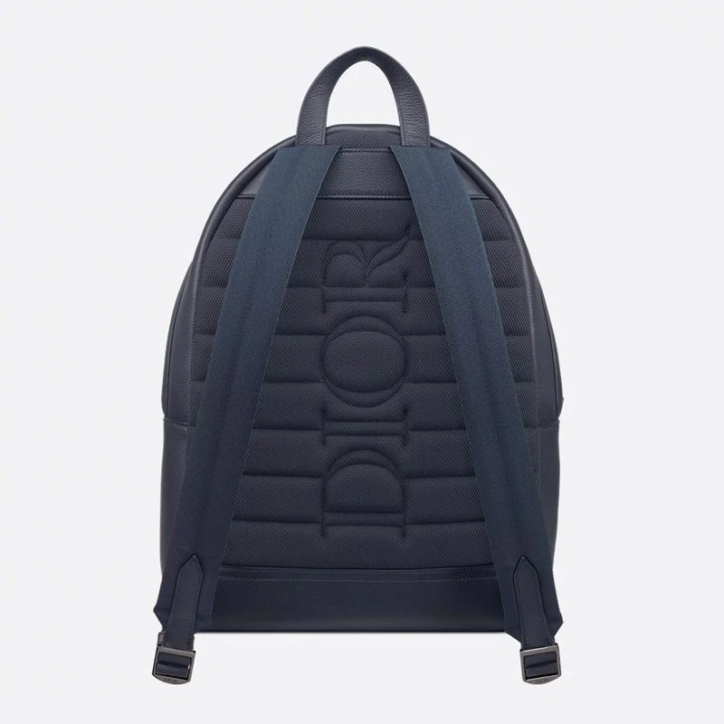 HighQuality 4683 Dior Rider 2.0 Zipped Backpack In Grained Calfskin with White Print Navy Blue - Image 3