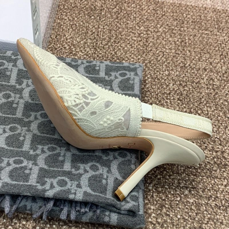 J'Adior Slingback Pumps Women D-Lace Butterfly Motif Macrame White GoAnywhere 9943 - Image 3