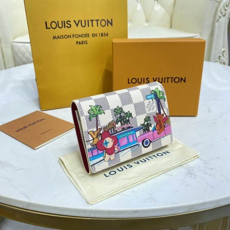 This compa Louis Vuitton Damier Azur Victorine Wallet - Image 4