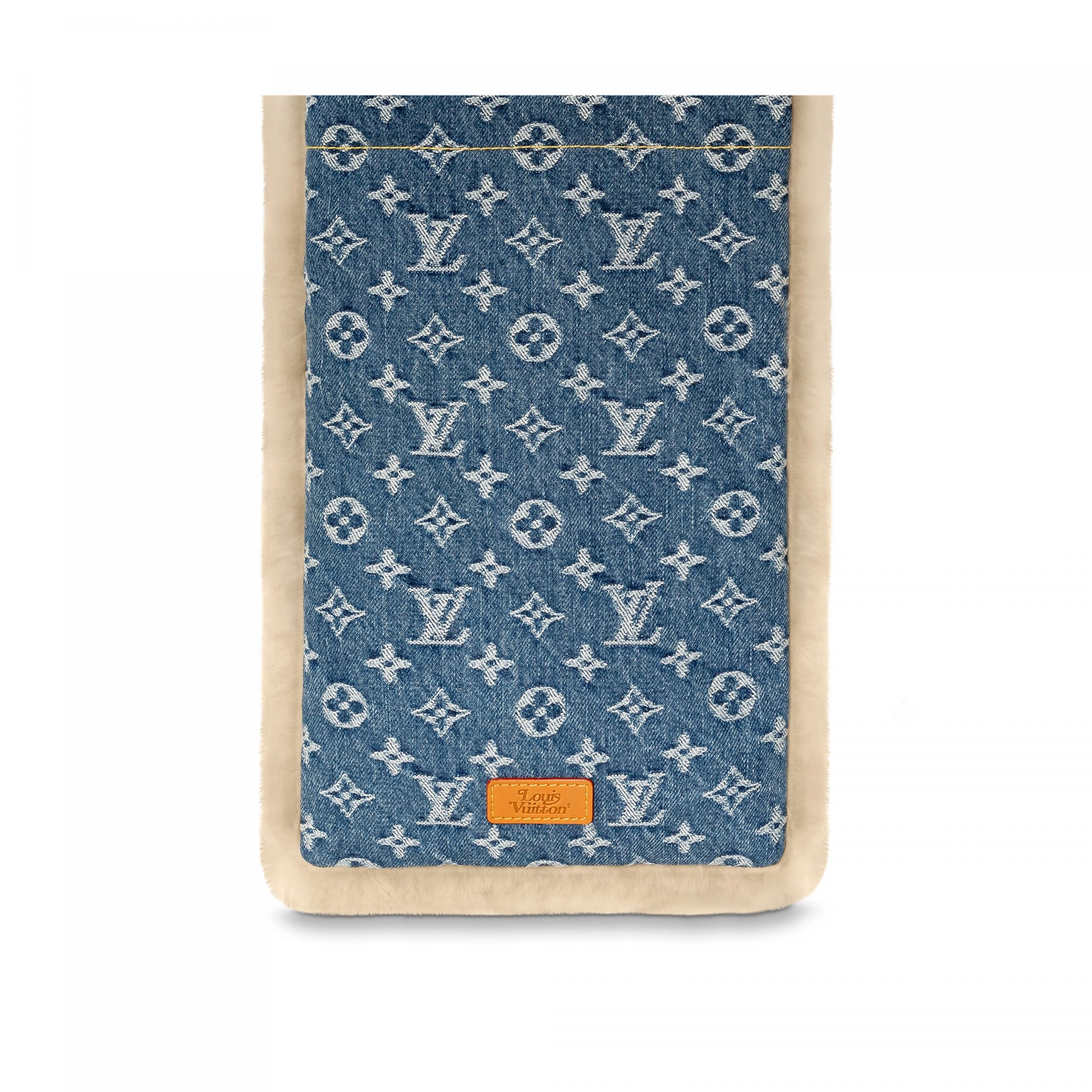 Louis Vuitton MP2703 Blue Shearling Denim Scarf - Image 5