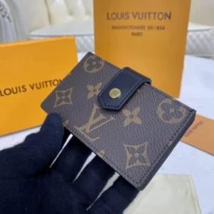 Cowhidele Louis Vuitton Monogram Canvas Card Holder Black