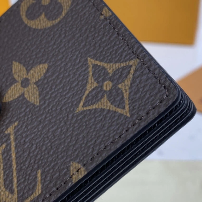 Cowhidele Louis Vuitton Monogram Canvas Card Holder Black - Image 5