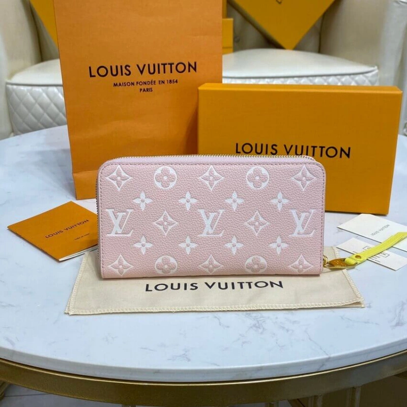 19.5 x 10 Louis Vuitton Monogram Empreinte Leather Zippy Wallet Pink - Image 4