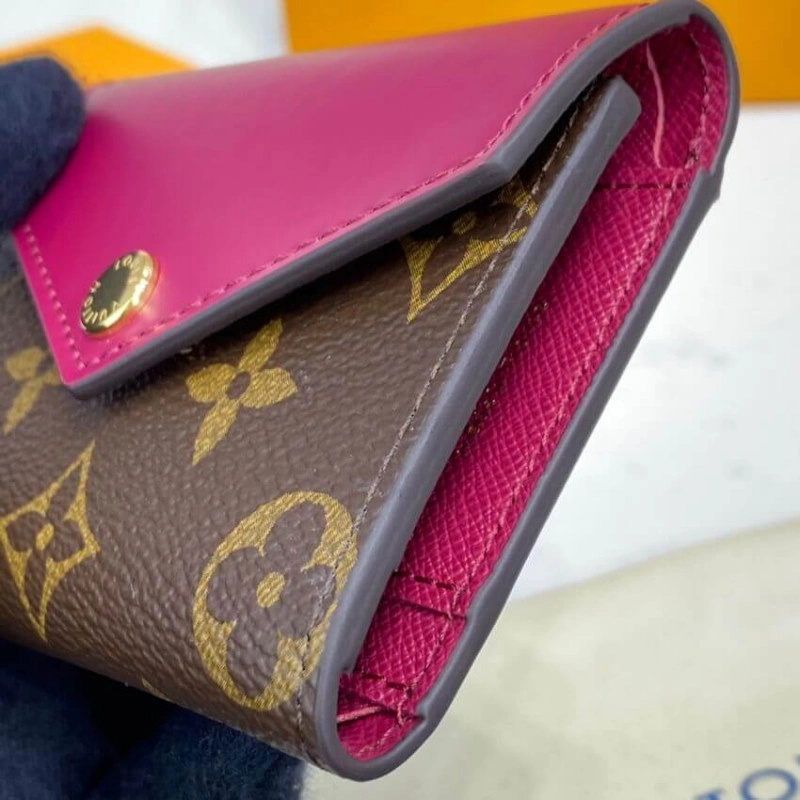 1 flat ba Louis Vuitton Monogram Zoe Wallet Fuchsia - Image 4