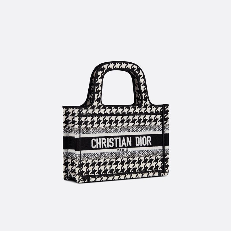 Mini Dior Book Tote In Macro Houndstooth Motif Canvas Black UrbanStyle 3910 - Image 3