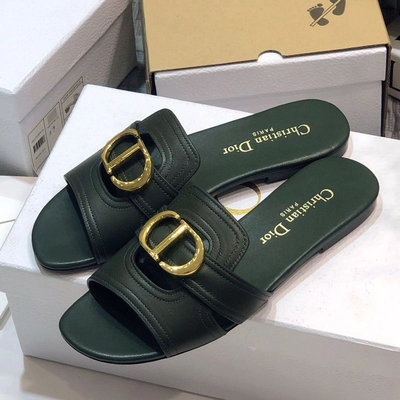TopPick 5370 Dior 30 Montaigne Slides Women Calfskin Green - Image 3