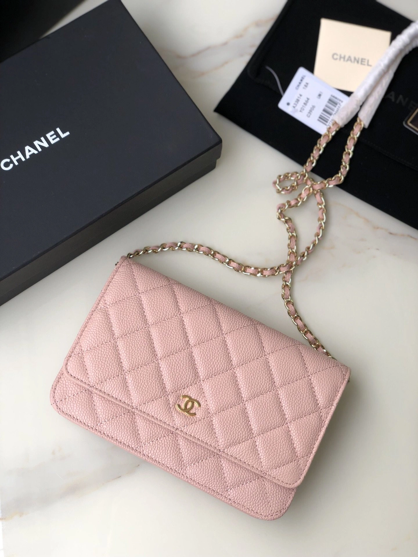 DailyWear CHANEL CHAIN WALLET CAVIAR WITH GOLD HARDWARE 708 - Image 9