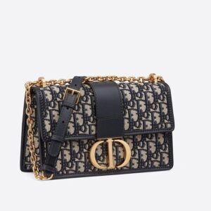 Dior 30 Montaigne Chain Bag Oblique Motif Canvas Blue