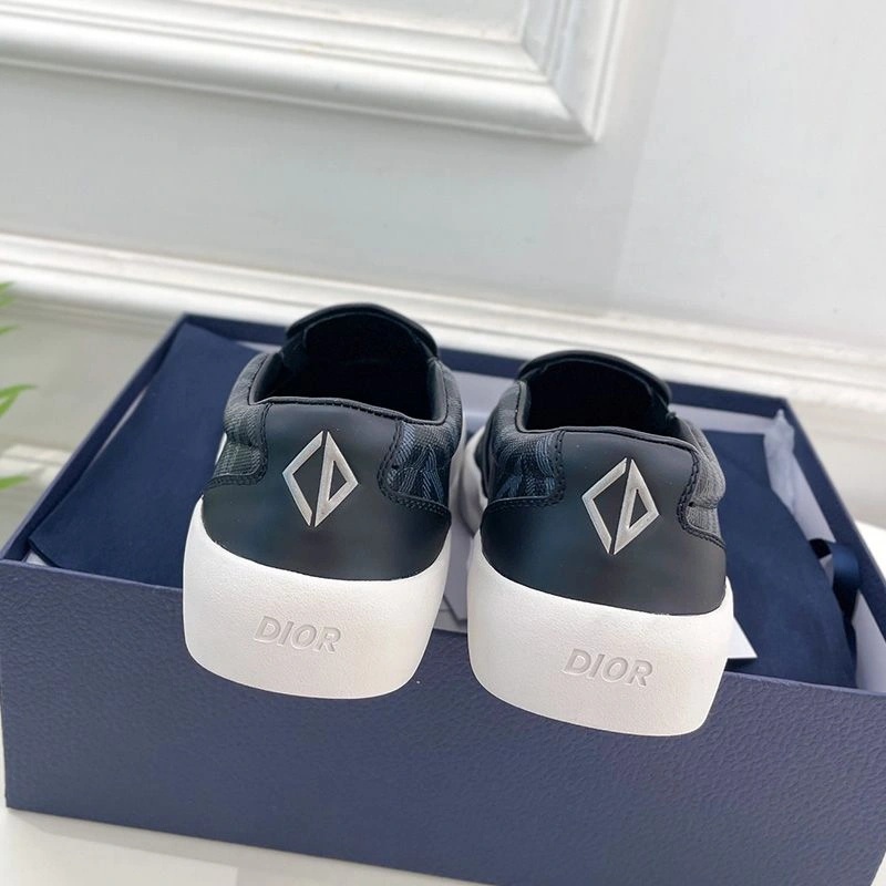 Dior B101 Slip-on Sneakers Unisex CD Diamond Motif Canvas and Smooth Calfskin Black - Image 3