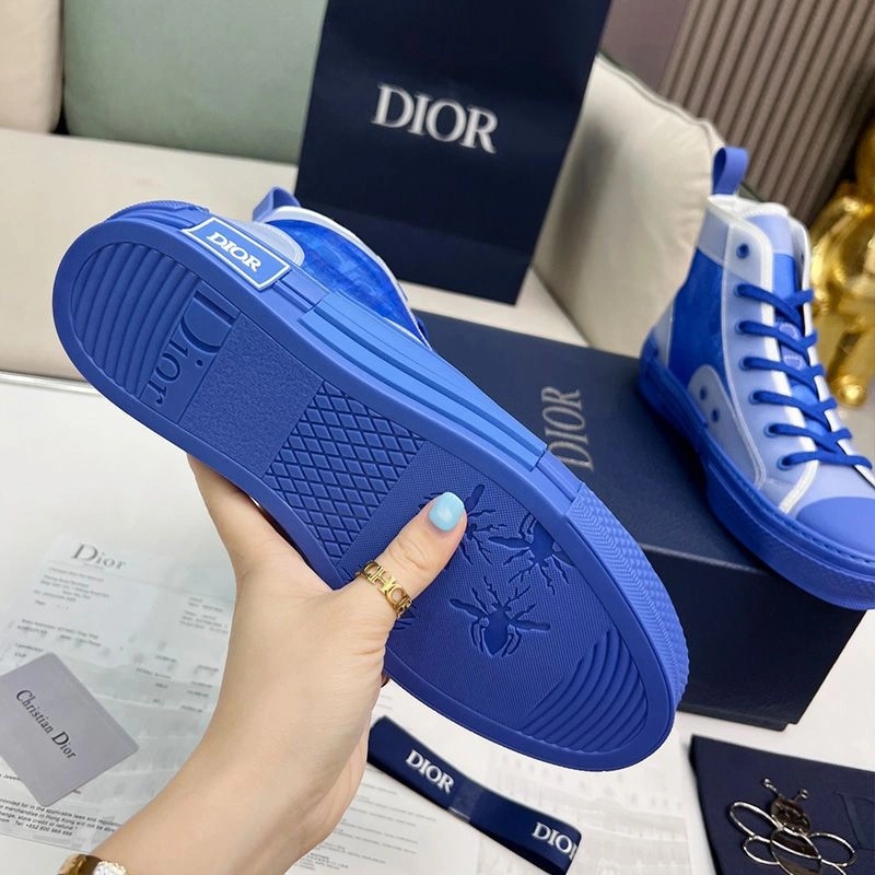 Dior B23 High-Top Sneakers Unisex Oblique Motif Canvas Blue - Image 4