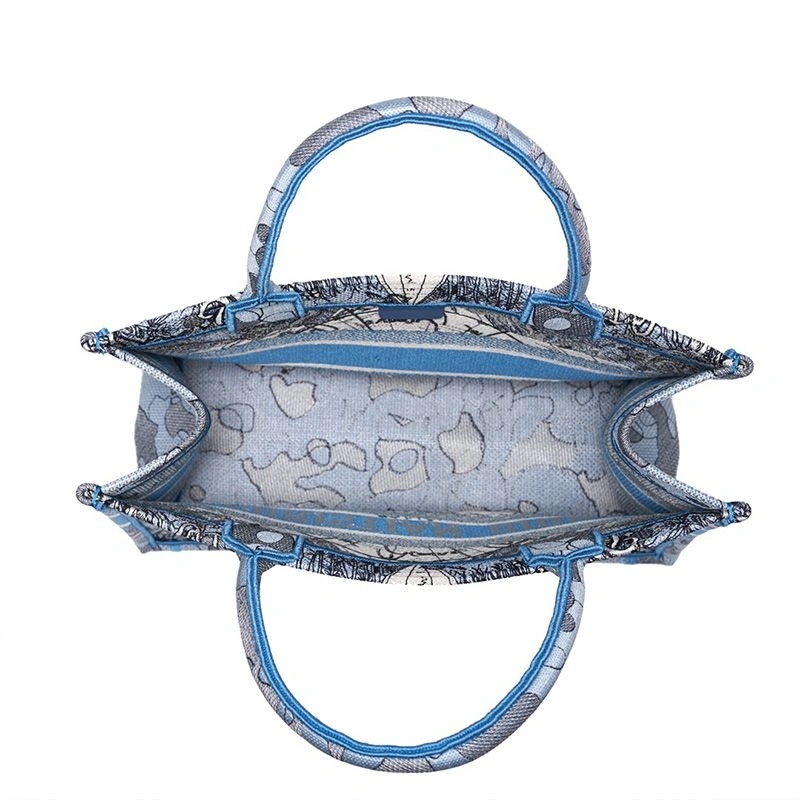 Dior Book Tote Around the World Motif Canvas Light Blue - Image 4