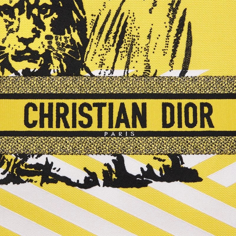 Dior Book Tote D-Jungle Pop Motif Canvas Yellow Pink - Image 4