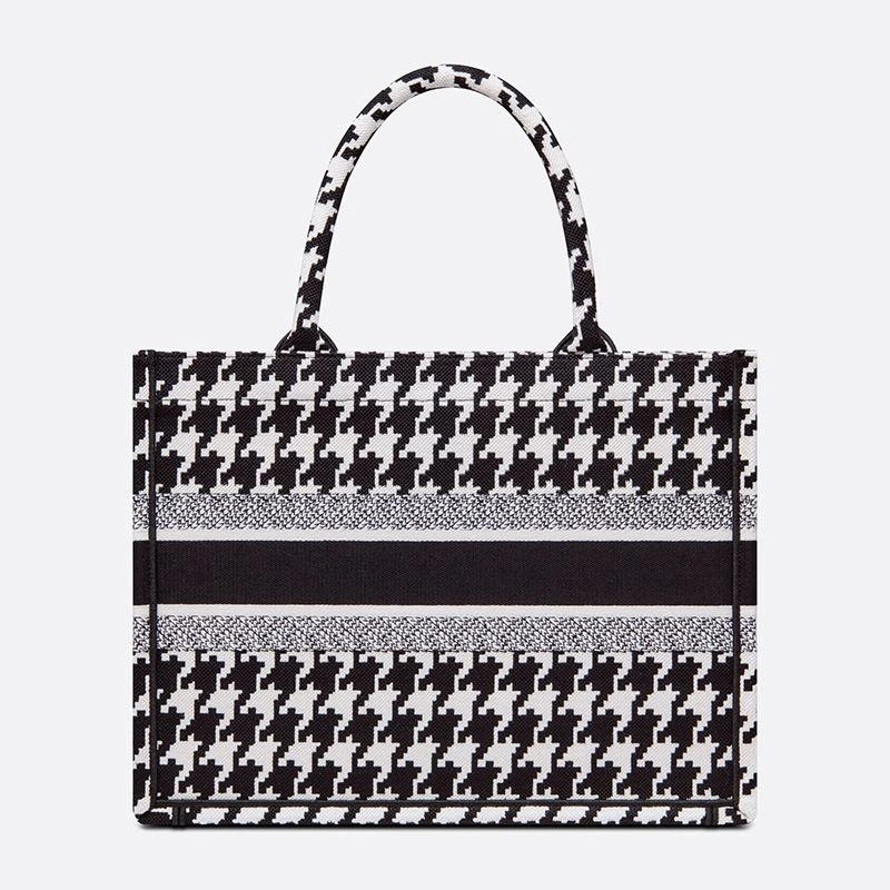 Dior Book Tote Macro Houndstooth Motif Canvas Black - Image 3