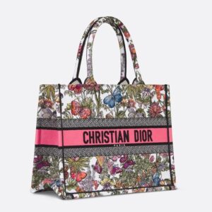 Dior Book Tote Mexico Millefiori Motif Canvas White Pink
