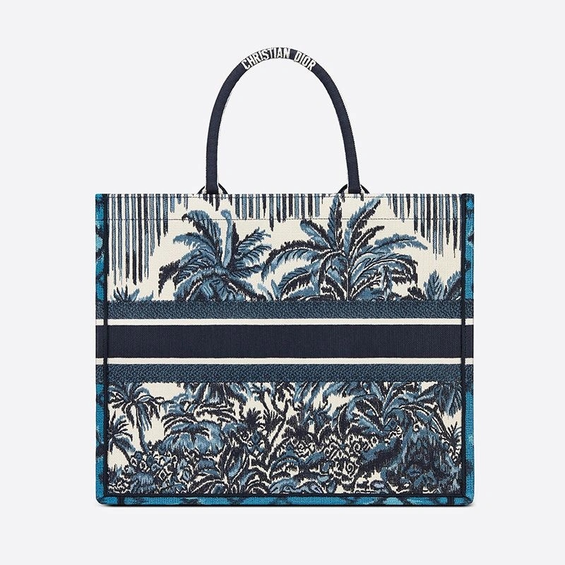 Dior Book Tote Palms Motif Canvas Blue - Image 3