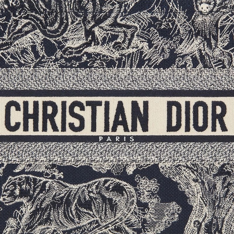 Dior Book Tote Toile De Jouy Motif Canvas Navy Blue - Image 4