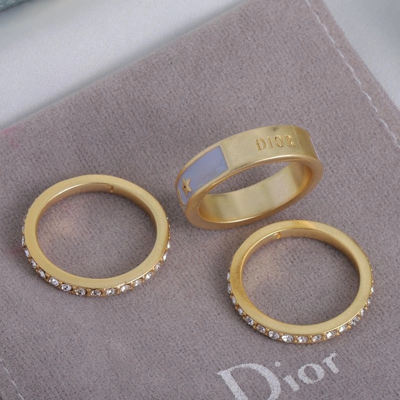 Dior Code Ring Set Metal, Crystals and Lacquer Gold White - Image 3