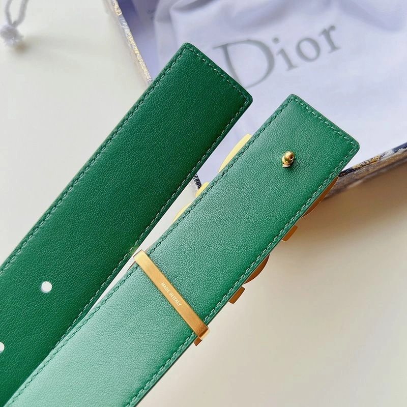 Dior Italic Buckle Reversible Belt Oblique Galaxy Leather Green - Image 4