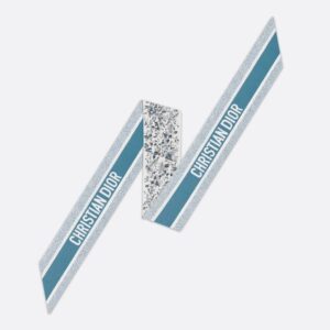 Dior Mitzah Twill Butterfly Around the World Motif Silk Blue