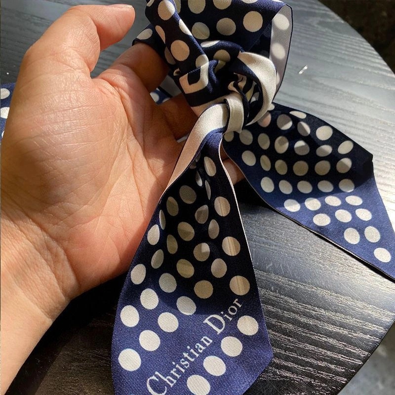 Dior Mitzah Twill Dots Motif Silk Blue - Image 4