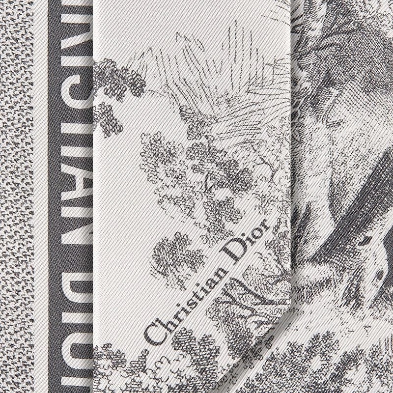 Dior Mitzah Twill Toile de Jouy Motif Silk Grey - Image 3