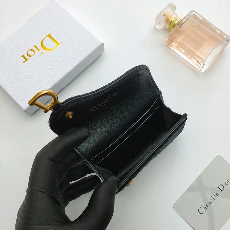 Dior Saddle Flap Card Holder Oblique Motif Canvas Black - Image 4