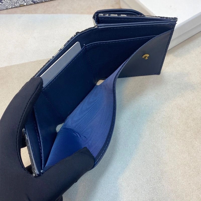 Dior Saddle Three-Fold Wallet Oblique Motif Canvas Blue - Image 4