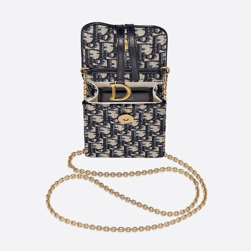 Dior Saddle Vertical Pouch Oblique Motif Canvas Blue - Image 3