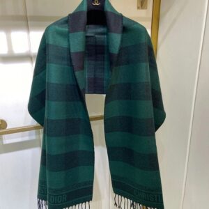 Dior Scarf Check'N'Dior Motif Wool and Angora Green