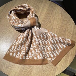 Dior Scarf Oblique Motif Technical Cashmere Khaki