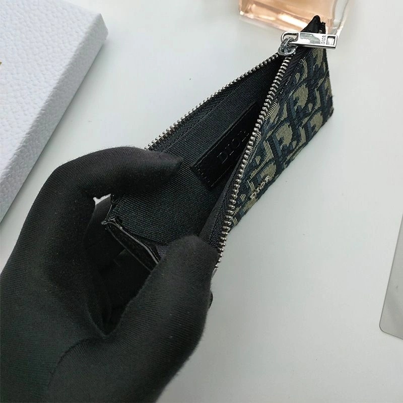 Dior Zipped Card Holder Oblique Motif Canvas Calfskin Blue - Image 3