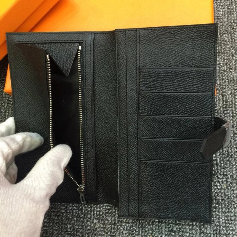 Hermes Bearn Wallet Epsom Leather Palladium Hardware In Black - Image 4