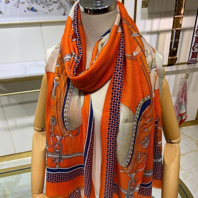 Hermes Carrick A Pompe Scarf In Orange - Image 3