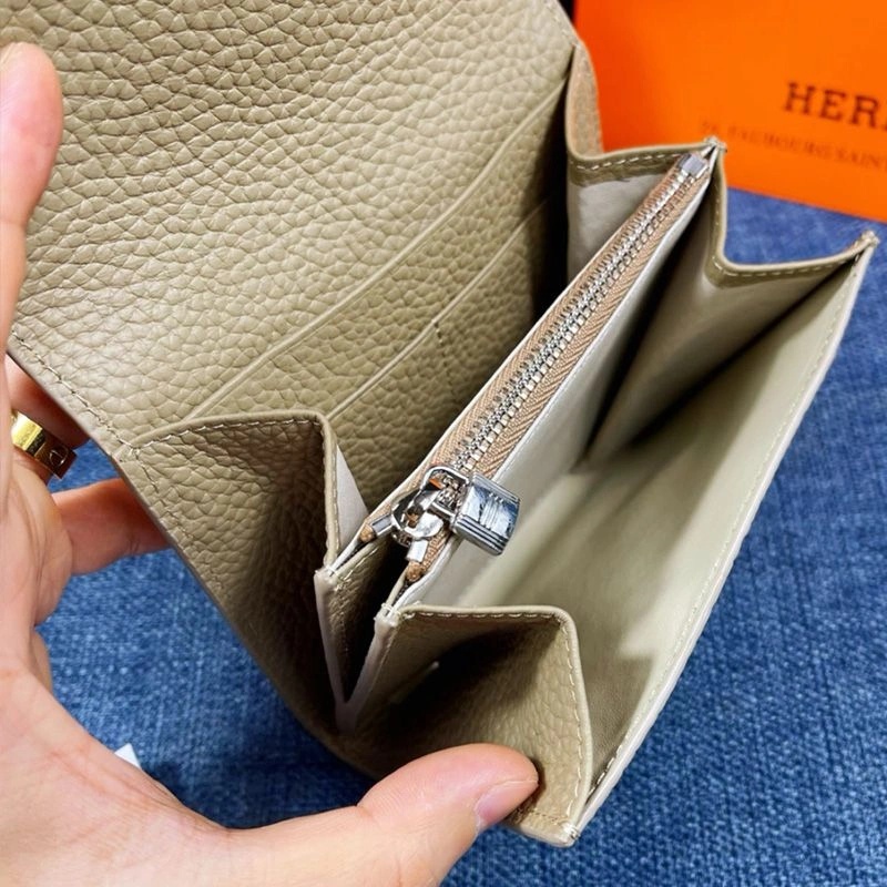 Hermes Constance Compact Wallet Togo Leather Palladium Hardware In Grey - Image 4