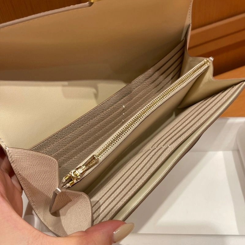 Hermes Constance Long Wallet Epsom Leather Gold Hardware In Beige - Image 4