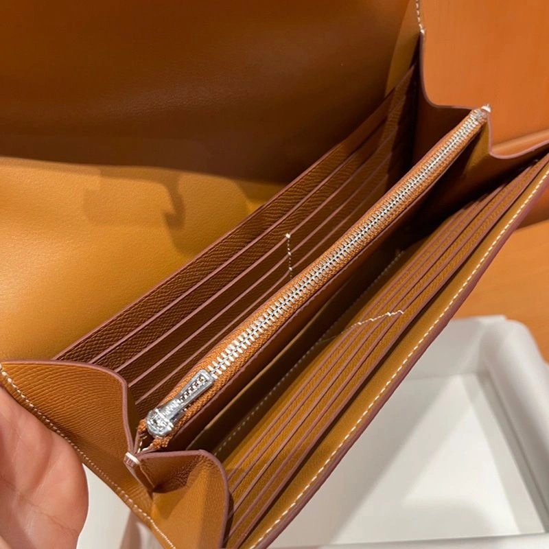 Hermes Constance Long Wallet Epsom Leather Palladium Hardware In Brown - Image 4
