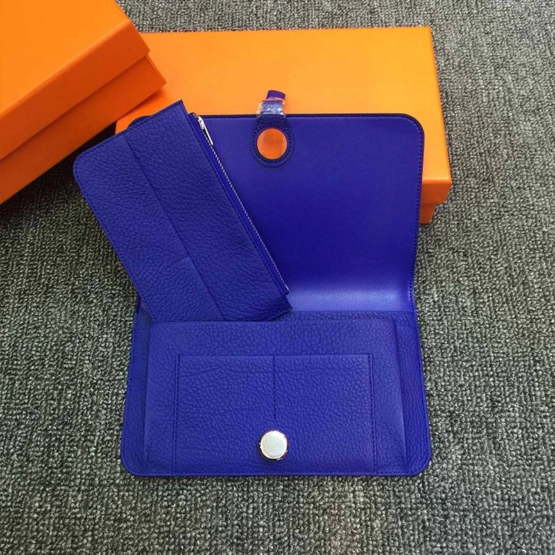 Hermes Dogon Duo Wallet Togo Leather Palladium Hardware In Blue - Image 3