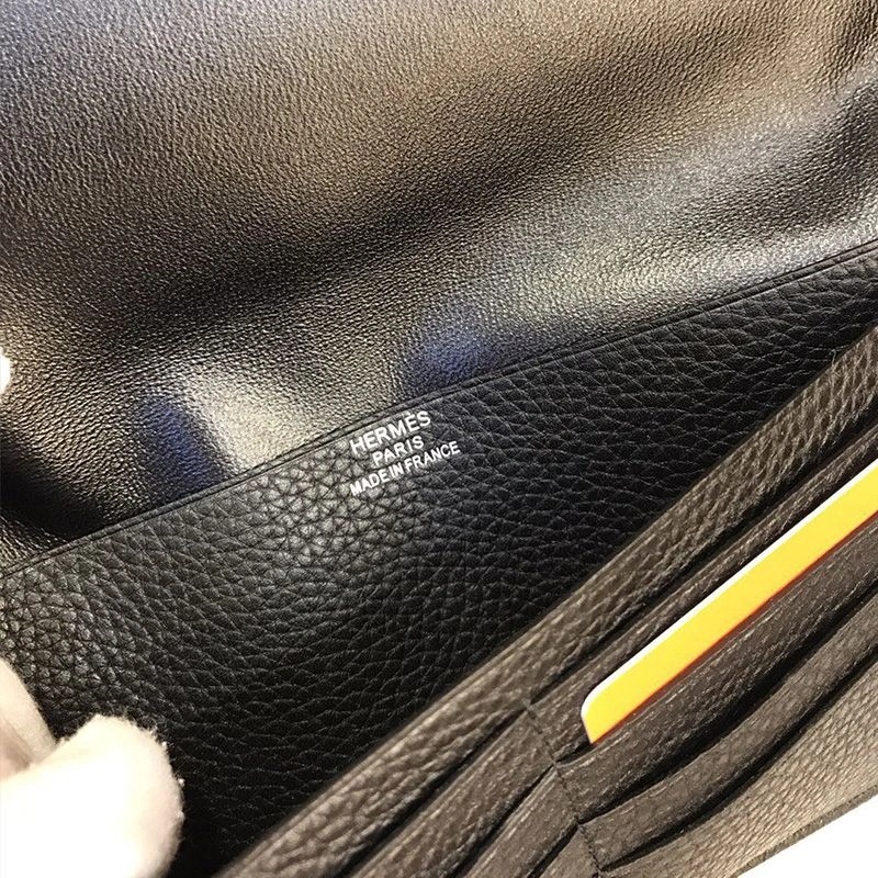 Hermes Dogon Long Wallet Togo Leather Palladium Hardware In Black - Image 4