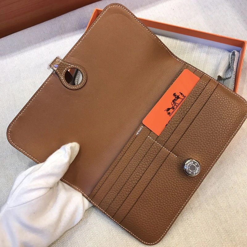 Hermes Dogon Long Wallet Togo Leather Palladium Hardware In Brown - Image 3