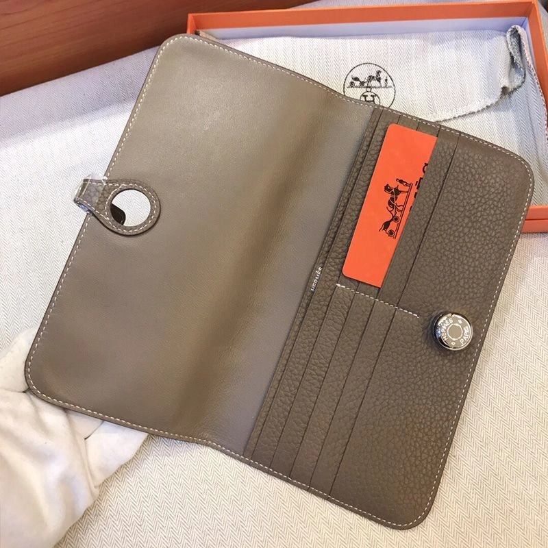 Hermes Dogon Long Wallet Togo Leather Palladium Hardware In Grey - Image 3