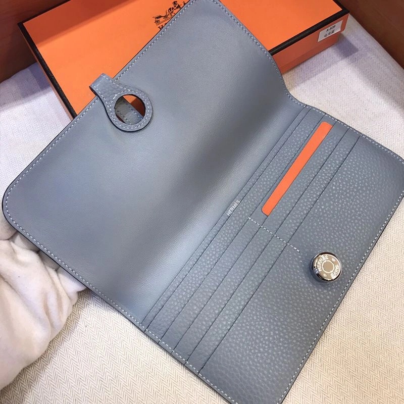 Hermes Dogon Long Wallet Togo Leather Palladium Hardware In Sky Blue - Image 3