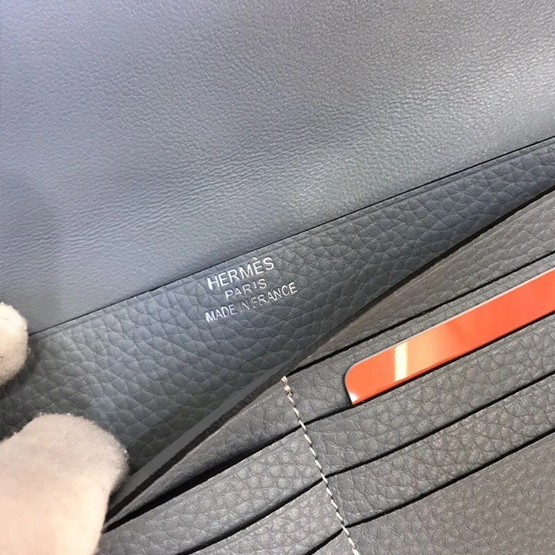 Hermes Dogon Long Wallet Togo Leather Palladium Hardware In Sky Blue - Image 4