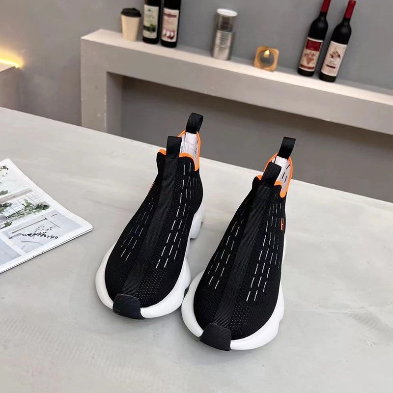 Hermes Eclair Sneakers Unisex Knit In Black Orange - Image 3