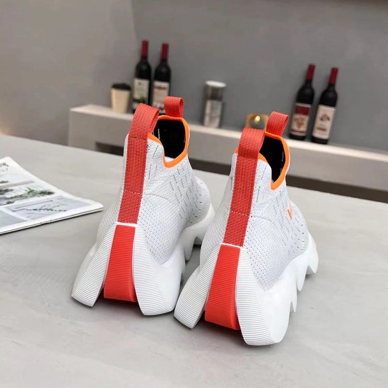 Hermes Eclair Sneakers Unisex Knit In White Red - Image 4