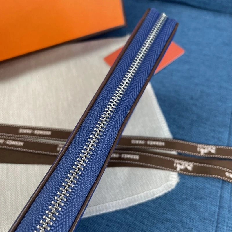 Hermes Evelyne Wallet Togo Leather Palladium Hardware In Blue - Image 3