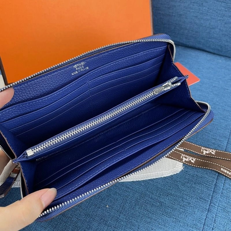 Hermes Evelyne Wallet Togo Leather Palladium Hardware In Blue - Image 4