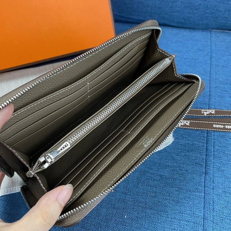 Hermes Evelyne Wallet Togo Leather Palladium Hardware In Marble - Image 4