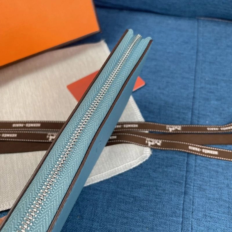 Hermes Evelyne Wallet Togo Leather Palladium Hardware In Sky Blue - Image 3